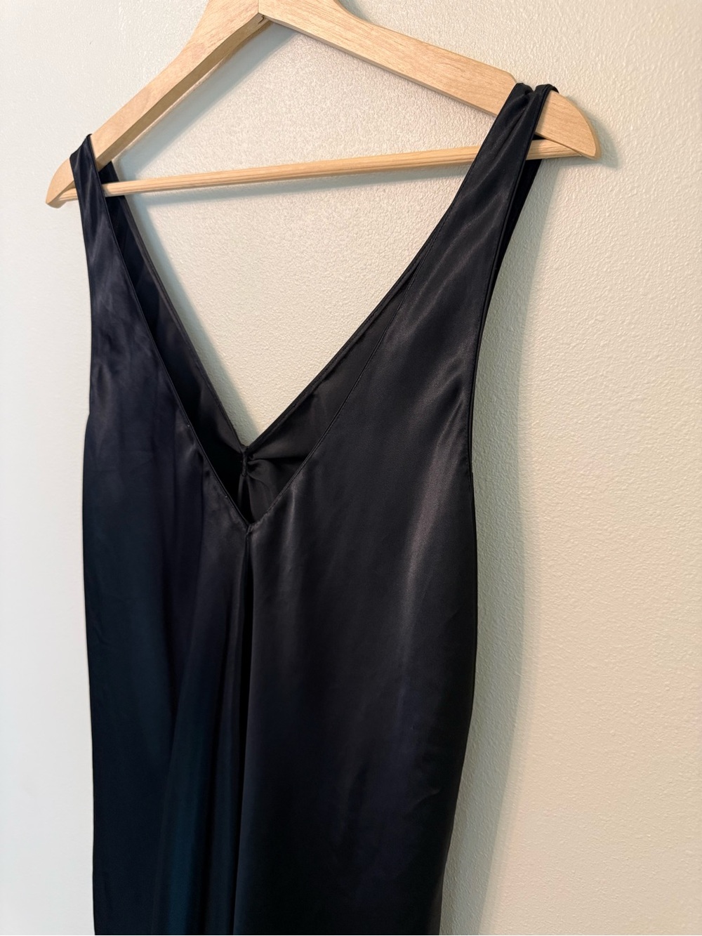 Oscar de la Renta Black Satin Slip Gown Dress Lace Hem Size L - Picture 6 of 6